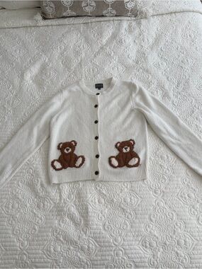 Major Major Fuzzy Teddy Bear Knit Cardigan Sweater - Size M